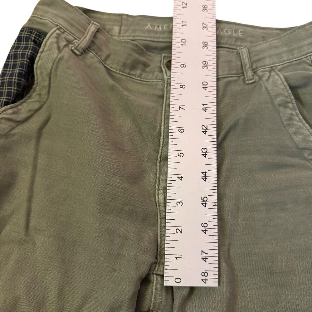 American Eagle Carpenter Patchwork‎ Stretch Utility Pants Womens Size 0 Green - Picture 9 of 16